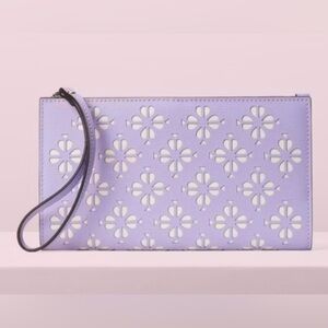 Kate Spade Sylvia Lilac Perforated Flower Large Continental Wristlet NWOT $158